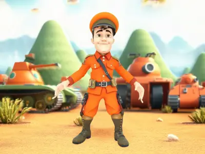 Bright Orange Officer model pack Low-poly 3D model