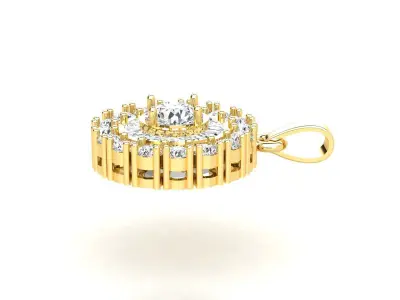 P0001 round diamond pendant gold 3D print model