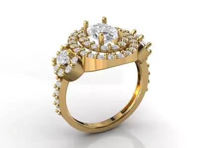 STL 3DM Print Ready Women Diamond Ring Lightweight Printable  3D print model 67