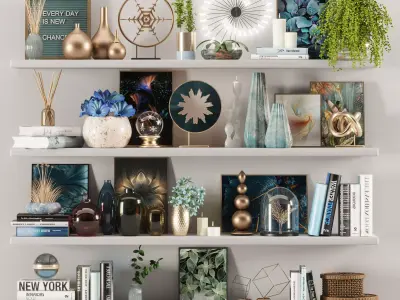 blue decorative set 3D model