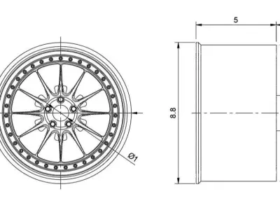 3SDM 3 41 RIMS FOR DIECAST 64 SCALE 3D print model