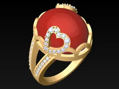 Oval Stone Ring - Womens Rings - GN104 3D print model