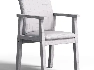 Solid Wood Dining Chair Modern Style Arm Chair for Dining Room 3D model