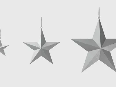 Christmas Tree Decoration Stars Collection 3D model