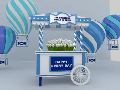 Flower car dessert car 3D model