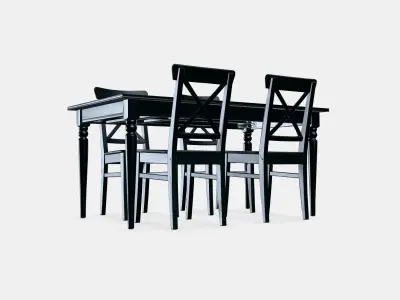 INGATORP - INGOLF table and 4 chairs Low-poly 3D model
