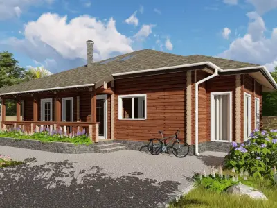 3D model of a wooden house 3D model get