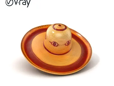 Mexican Sombrero D model pack with decorative patterns Low-poly 3D model