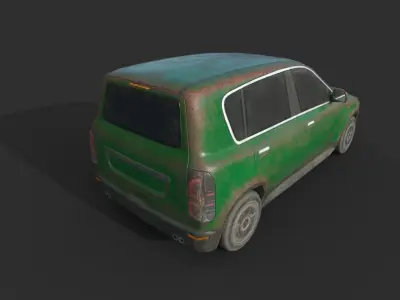 Generic  Hatchback 01 Rusty Green Low-poly 3D model