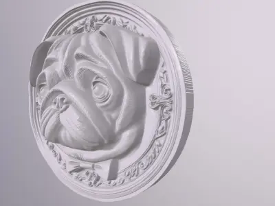 Pug 2 basrelief for 3D printing 3D print model