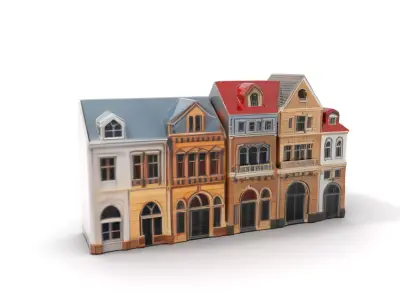 European Townhouse Facade model pack Low-poly 3D model