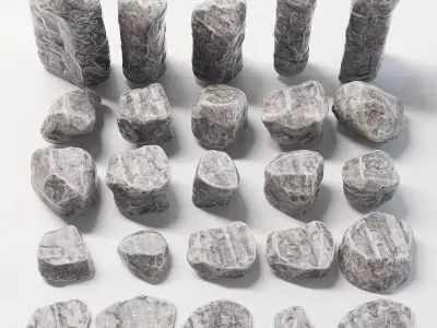 Stone rock river collection n1 3D model