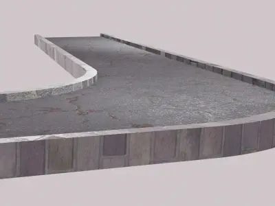 Curved Road Bridge - Textured  Low-poly 3D model