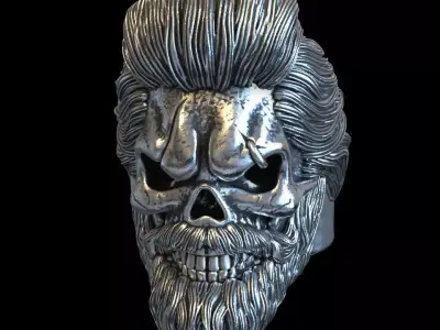 Skull ring jewelry with beard vol1 jewelry 3D print model