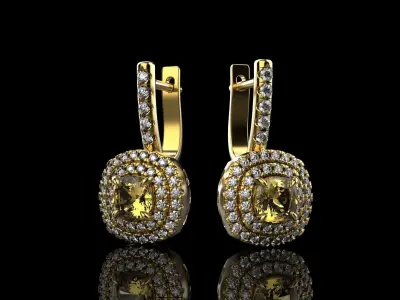 Cushion halo earring model 630 3D print model