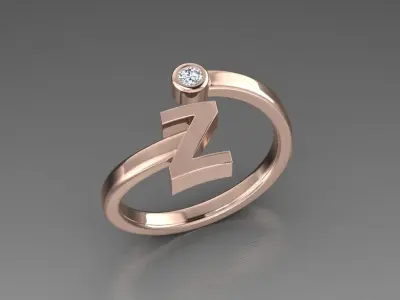 Jewelry Alphabet Ring Z 3D print model