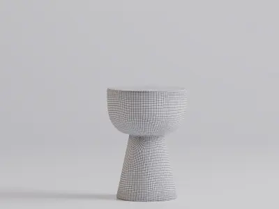 Satin gold metal side table 3D model