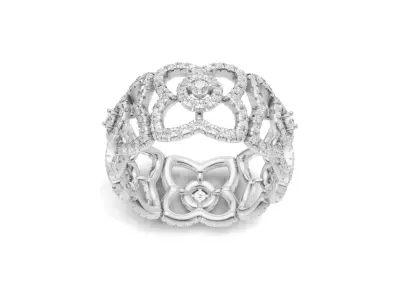 Openwork Flower Diamond Wide Band 3D print model