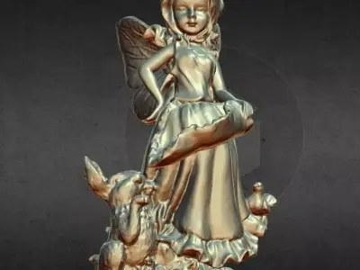 angel with rabit spring day 3D print model