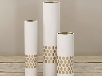 White and Gold Decor Vase Set  3D model