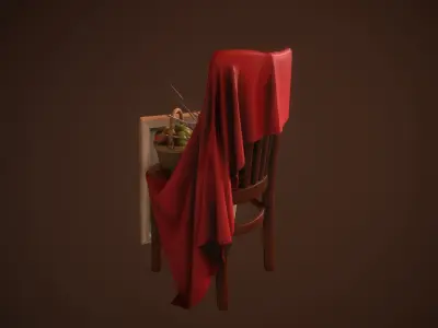 Art Composition Painting Chair Fabric Low-poly 3D model