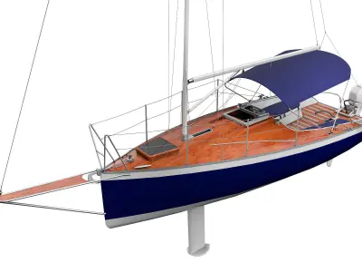 Small Sail Yacht Wooden 3D model
