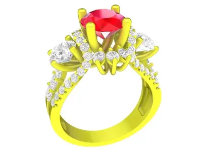Luxury Halo Diamond Ring Jewelry Design  4428 3D print model