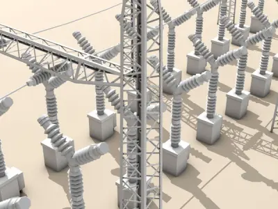 Electrical substation elements 3D model