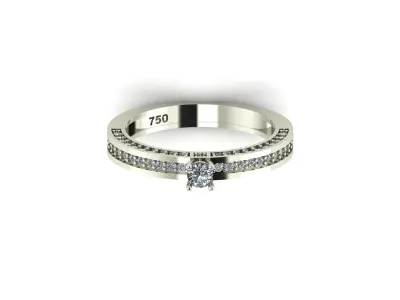 Radiant Solitaire Ring with Multiple Diamonds 3D print model