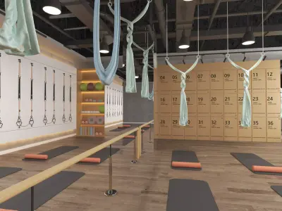 Modern Pilates Studio Interior Scene  3D model