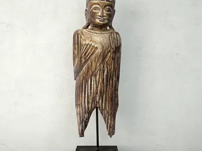 Albesia Wood Buddha Decoration 3D model