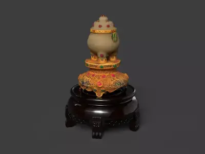 Chinese jade pot figurine Low-poly 3D model