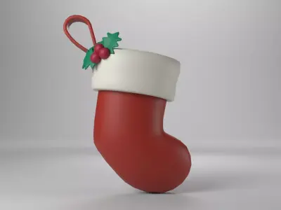 Low poly - Cute Christmas Sock Low-poly 3D model