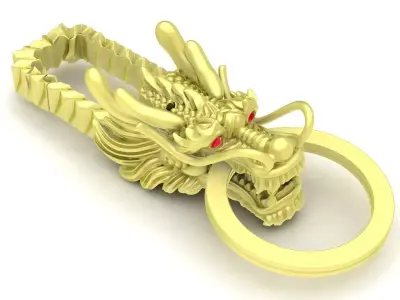 Asian Dragon Car Key  01 3D print model