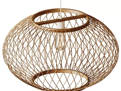 Natural Round Bamboo Hanging Pendant Lights 3D model