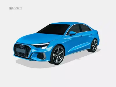 Audi A3 sedan S Line 2021 Low-poly 3D model