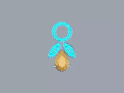Elegant Diamond and Sapphire Earring 3D Model Free 3D model