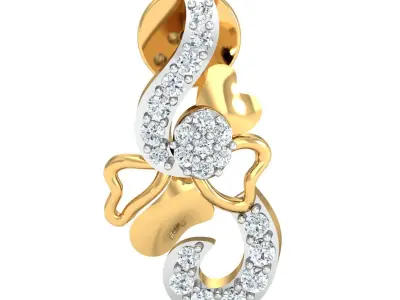 Earring 3dm STL FBX OBJ Render Details diamond pendant gold 3D print model