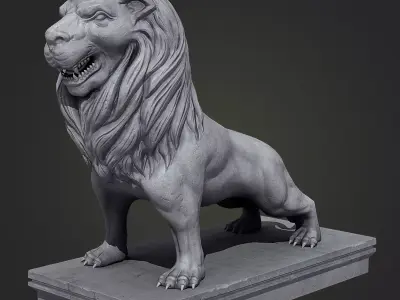 Lion Statue Low-poly 3D model