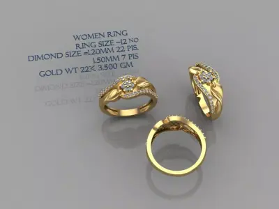 Women diamond ring 3dm 3D print model