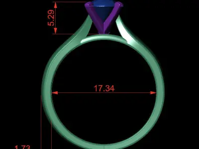 Round 0-75-CT Quarter Round Profile Shank Width 2-90mm 3D print model