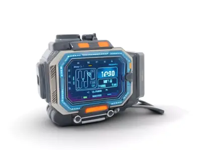 Futuristic Device Model Pack with Digital Display Low-poly 3D model