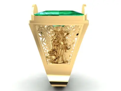 Luxury Square Emerald Gemstone Ring for Men  214 3D print model