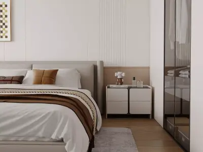 Soft Minimal Master Bedroom Interior 3D model