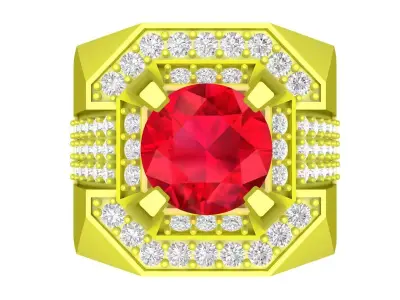 A7642 Korean Style Luxury Diamond Men Ring 3D Model 3D print model