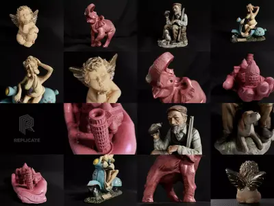 Kitsch Statues Pack 3D Model Collection