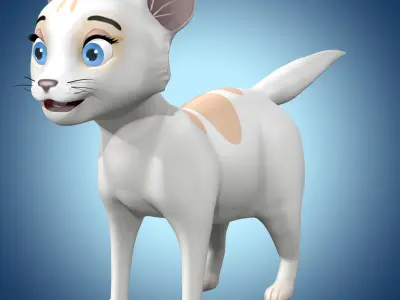 Cartoon Cat Low-poly 3D model