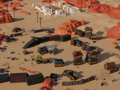 Desert Environment 3D Pack Low-poly 3D model