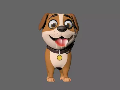 Stylized Bulldog 3D Model - Game-Ready PBR Character Low-poly 3D model
