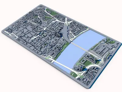 Cologne Cityscape Cologne Cathedral Rhine River German Urban 3D model